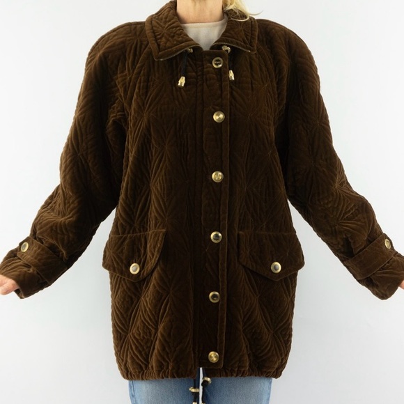 Vintage Escada Black Oversized Velvet Quilt Jacket, by Margaretha Ley, Size M/L - Picture 2 of 15